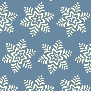 Snowflakes on Blue Christmas Holiday Winter Design - MEDIUM Scale - UnBlink Studio by Jackie Tahara