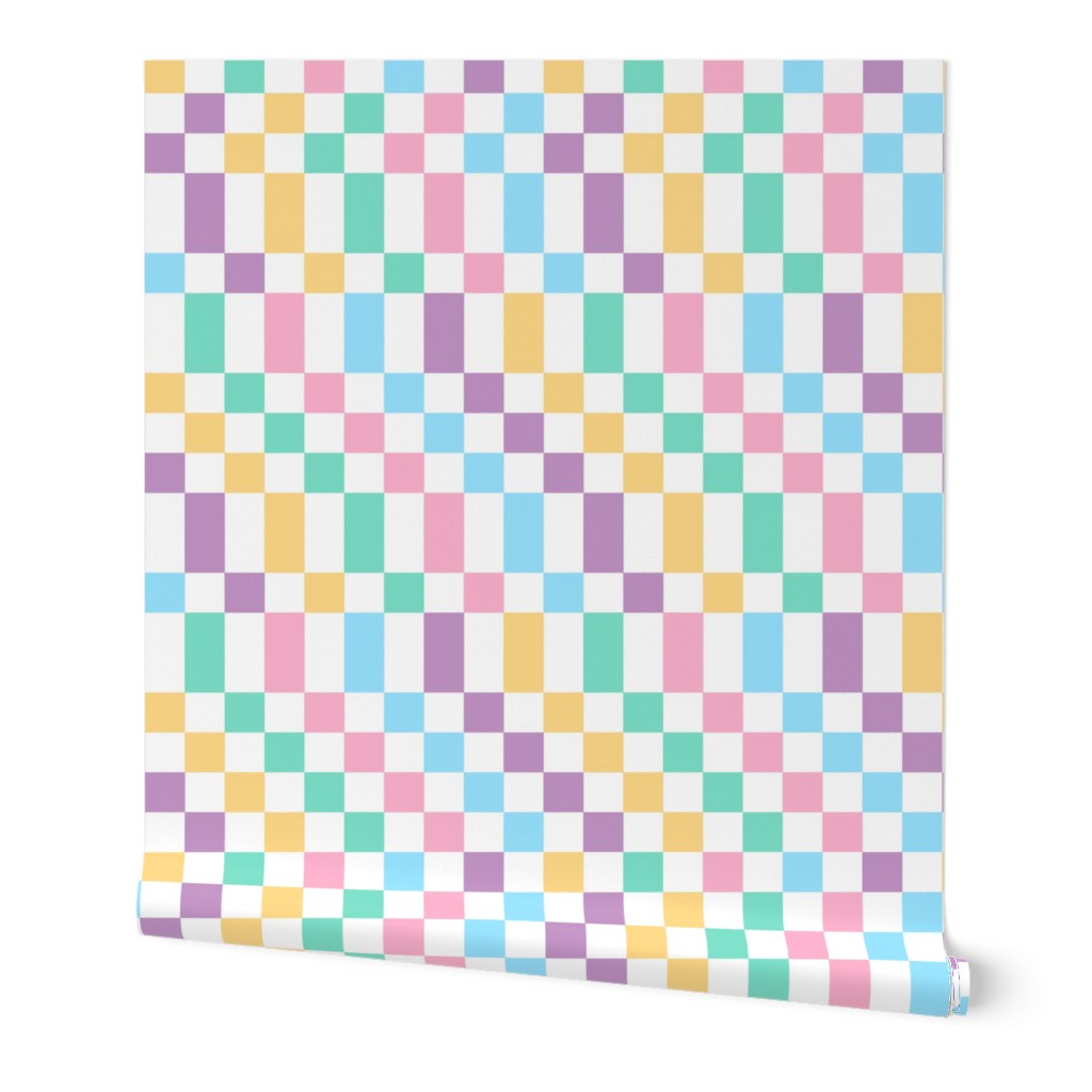 Geometric Colorful Checker Pastel