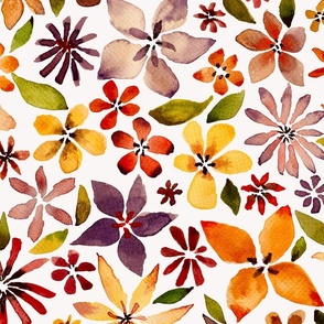 varied watercolor floral large scale - cream