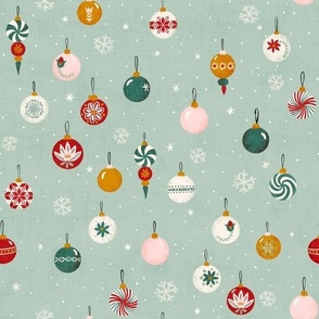 Winter Holiday Ornaments v2 (mint) medium// Whimsical Wonderland 