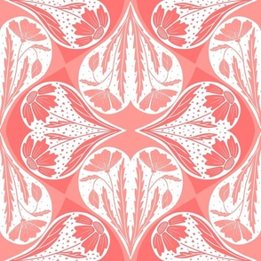 valentine's day heart ogee floral pattern salmon pink 