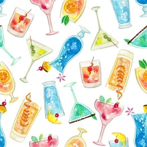 Colorful cocktails (white background )