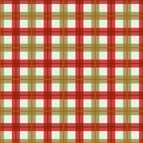 gingham checks silky oak - red and green