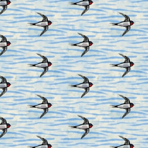 Swallows in flight