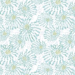 Soft painterly floral mint turquoise grey (small)