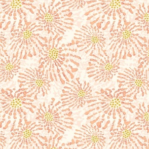 Soft painterly floral blush peach pink with gold dots (small)