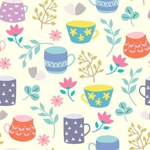 tea cups and flowers
