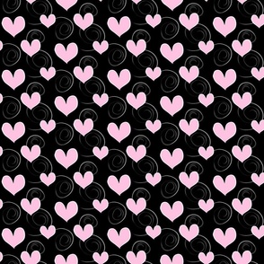 Pink Hearts in Black