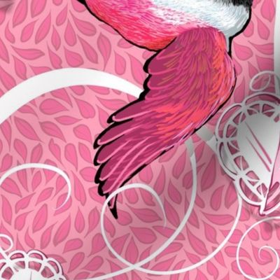 Valentine Lovebirds, Hearts ‘n Ribbons | Large | Pink