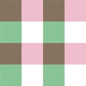 Pink Green Brown Gingham Pattern PGBFP01 - large scale