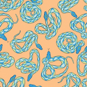 Snakes - Peach and Blue - MEDIUM