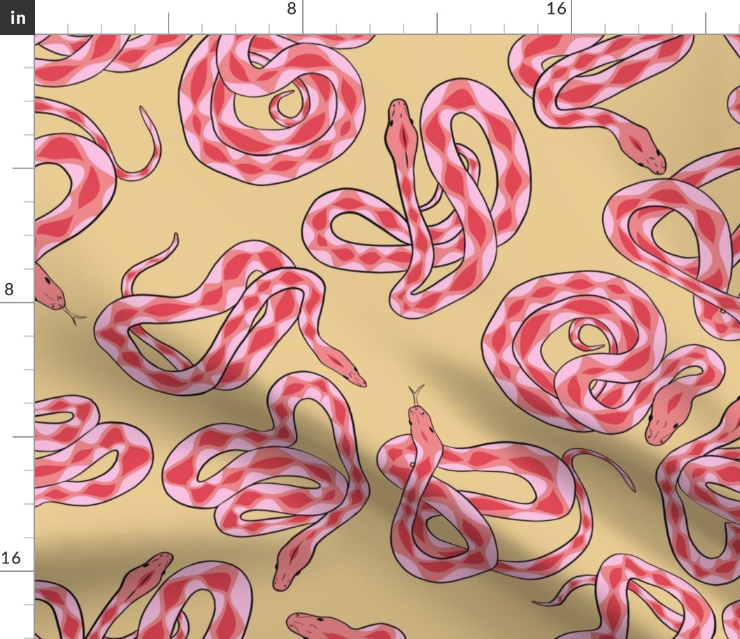 Snakes- Pink and Custard - MEDIUM