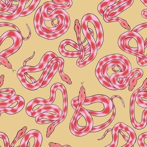 Snakes - Pink and Custard - SMALL