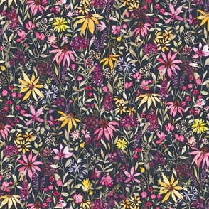 Summer in Grandma's Garden dark watercolor floral medium