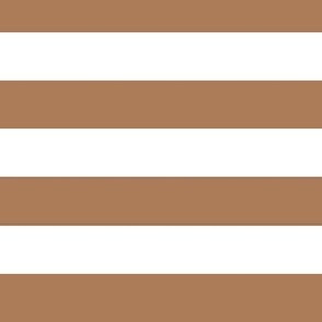 Large Horizontal Awning Stripe Pattern - Almond and White