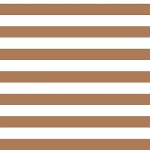 Horizontal Awning Stripe Pattern - Almond and White