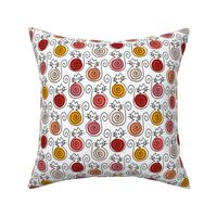 small scale cats - bombalurina cat coral and red - cats fabric