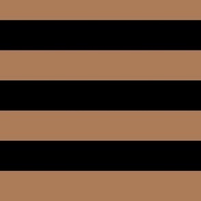 Large Horizontal Awning Stripe Pattern - Almond and Black