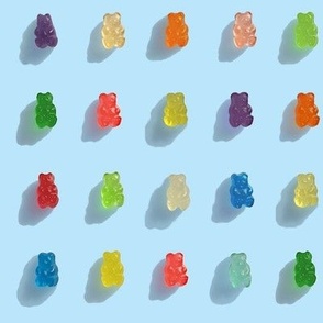 Gummi bear grid on light blue (#bbe5fb)