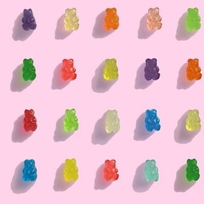 Gummi bear grid on pale pink (#ffd3ea)