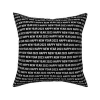 Happy new year 2023 text design basic typography design white on black monochrome