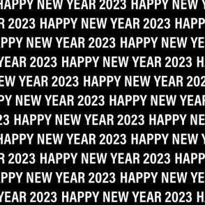 Happy new year 2023 text design basic typography design white on black monochrome