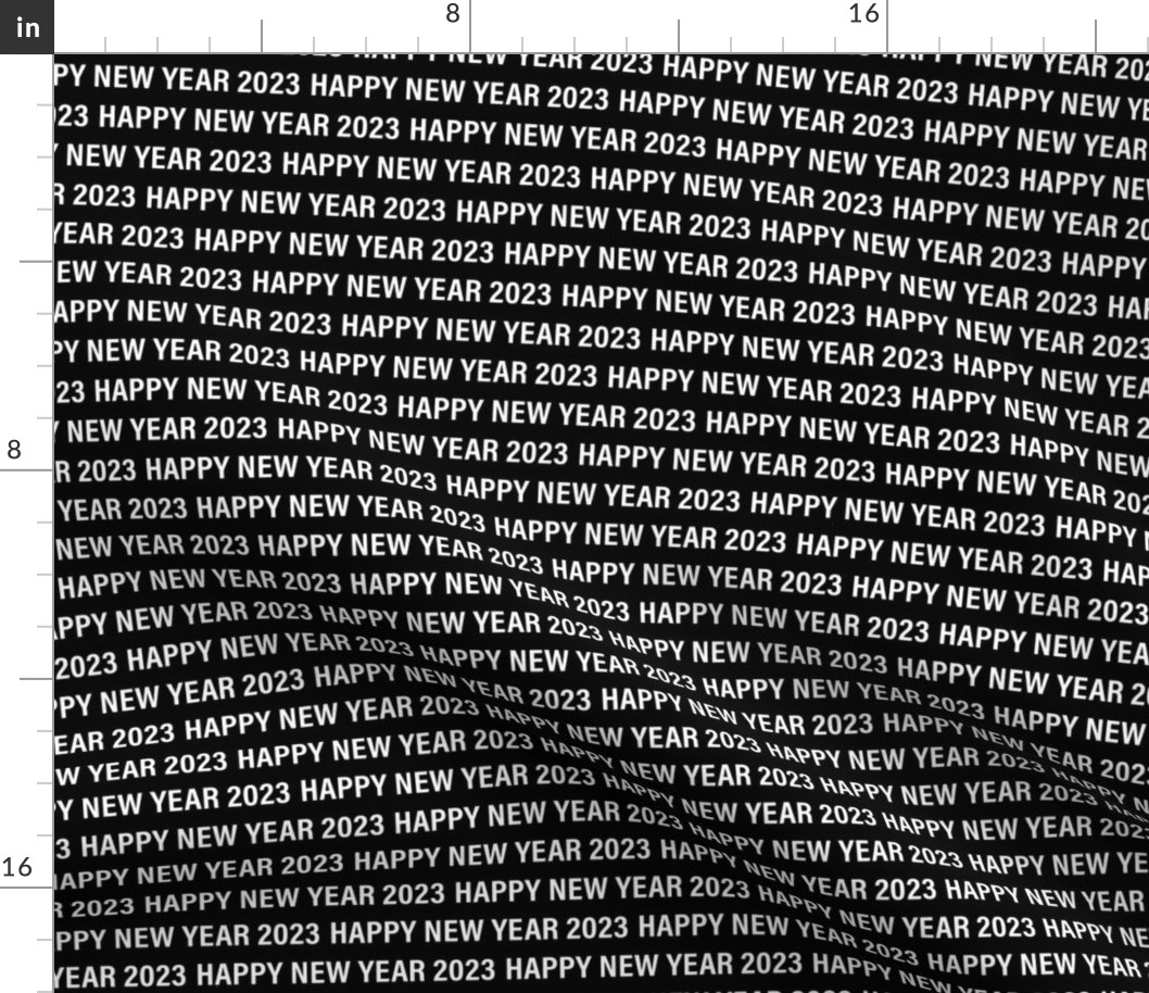 Happy new year 2023 text design basic typography design white on black monochrome