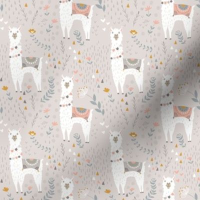 Llamas on Gray - Small