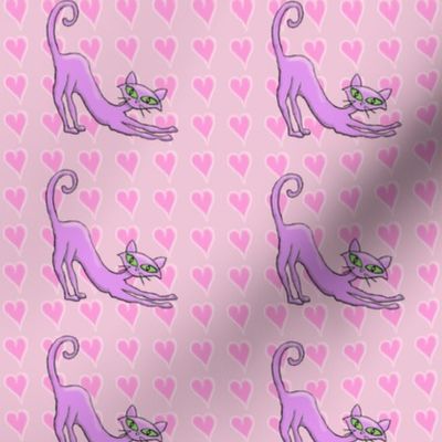 Lavender cats on pink hearts