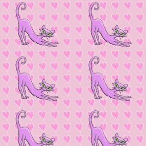 Lavender cats on pink hearts