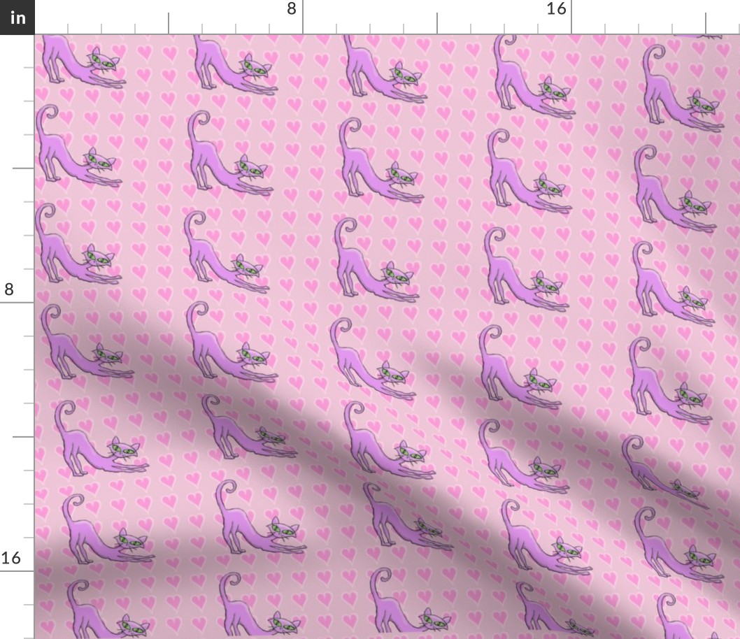 Lavender cats on pink hearts