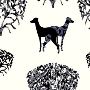Art Deco Greyhounds violet neuer Versatz