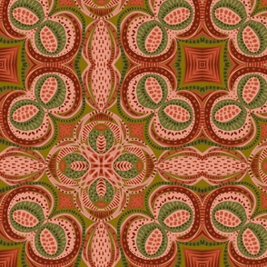 Pink, red, green Moroccan tile pattern 