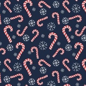 Christmas Candy Canes - Red, White and Blue - 4" Repeat