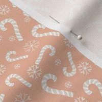 Christmas Celebrations - Peach, White and Buff - 4" Repeat