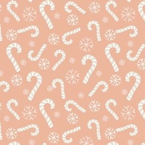 Christmas Celebrations - Peach, White and Buff - 4" Repeat