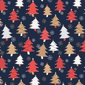 Christmas Trees - Red, White and Blue - 4" Repeat