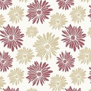 Fluffy Flowers-gold and rose on cream  |  SKU# F–00040