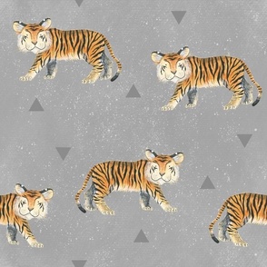 Lil Painted Tigers / Medium / Grey with Triangles