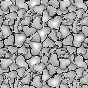 Many Hearts Silver Greyscale