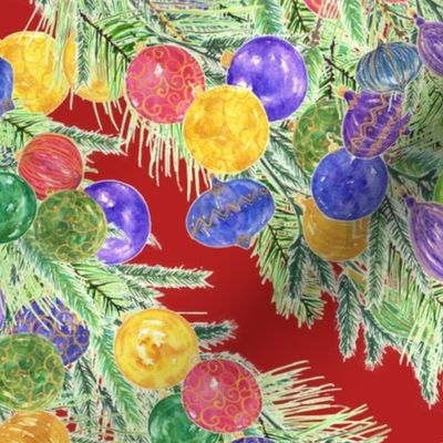 Diagonal Lined Christmas Balls Ornament Garland