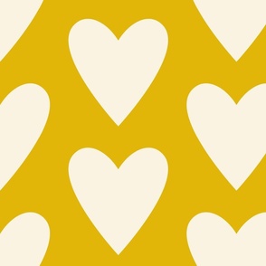 Jumbo Hearts - Mustard and Cream