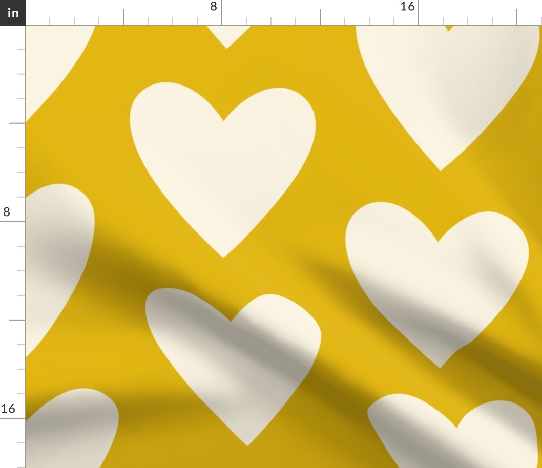 Jumbo Hearts - Mustard and Cream