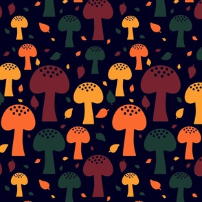 Autumn leaves and mushrooms - Large scale