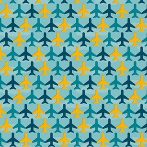 Teal and yellow airplanes - Large scale