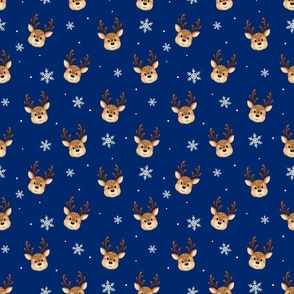 christmas pattern deer snow dark blue