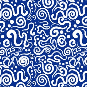 Van Gogh Swirls Blue and White