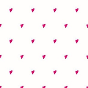 Tiny ditsy Valentines hearts fuchsia pink on white 