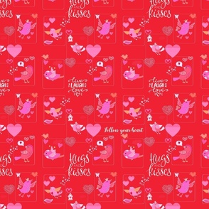 Red love birds on cards