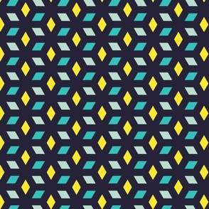 Diamonds in teal and yellow - Large scale